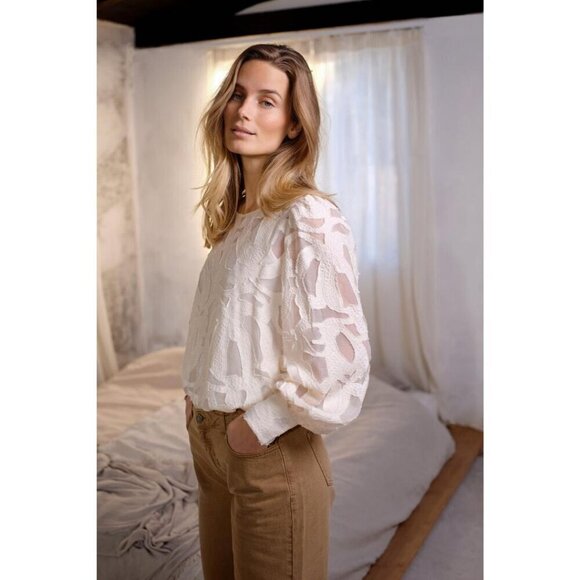 NWT SOYA CONCEPT IBI Cream Print Blouse - Picture 1 of 4
